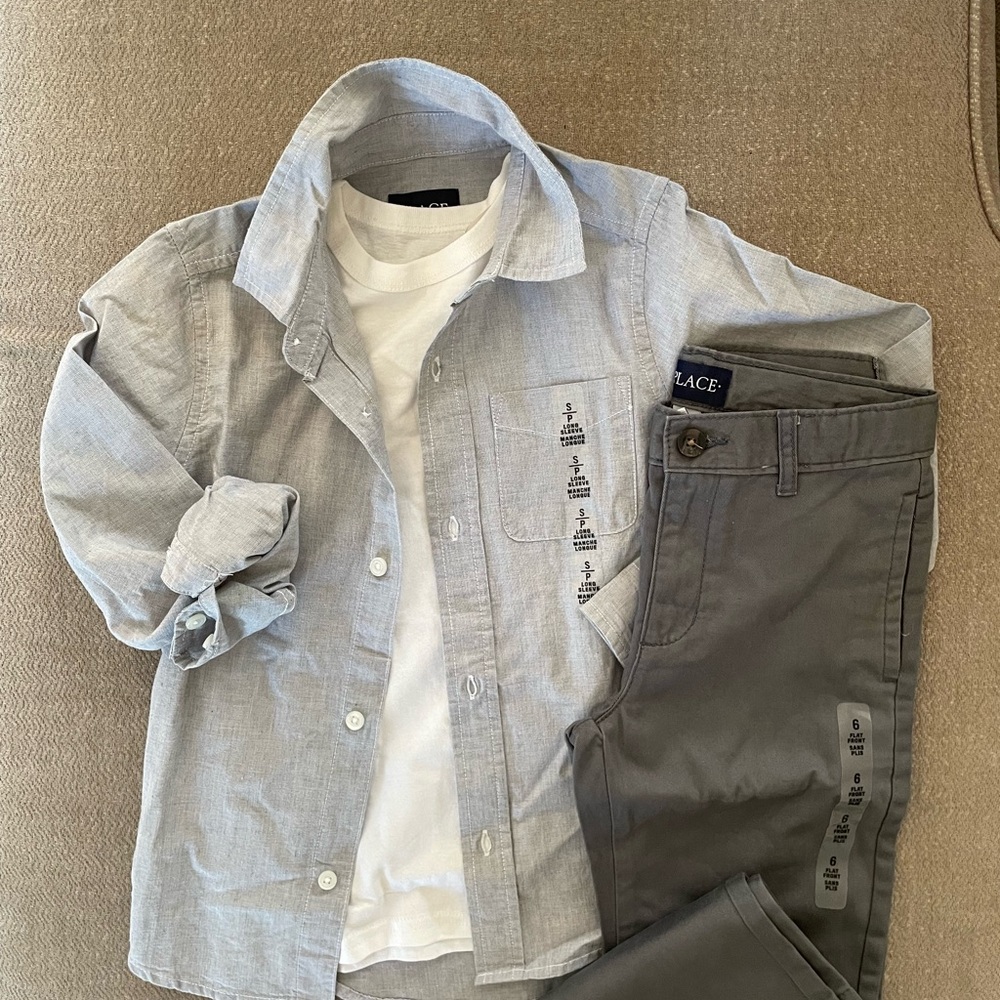 THE CHILDREN’S PLACE BOYS GREY & WHITE DRESS UP SET